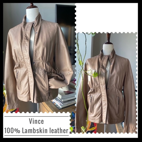 Vince  100% Lambskin Leather Moto waist cinched Jacket - Small - Picture 1 of 16